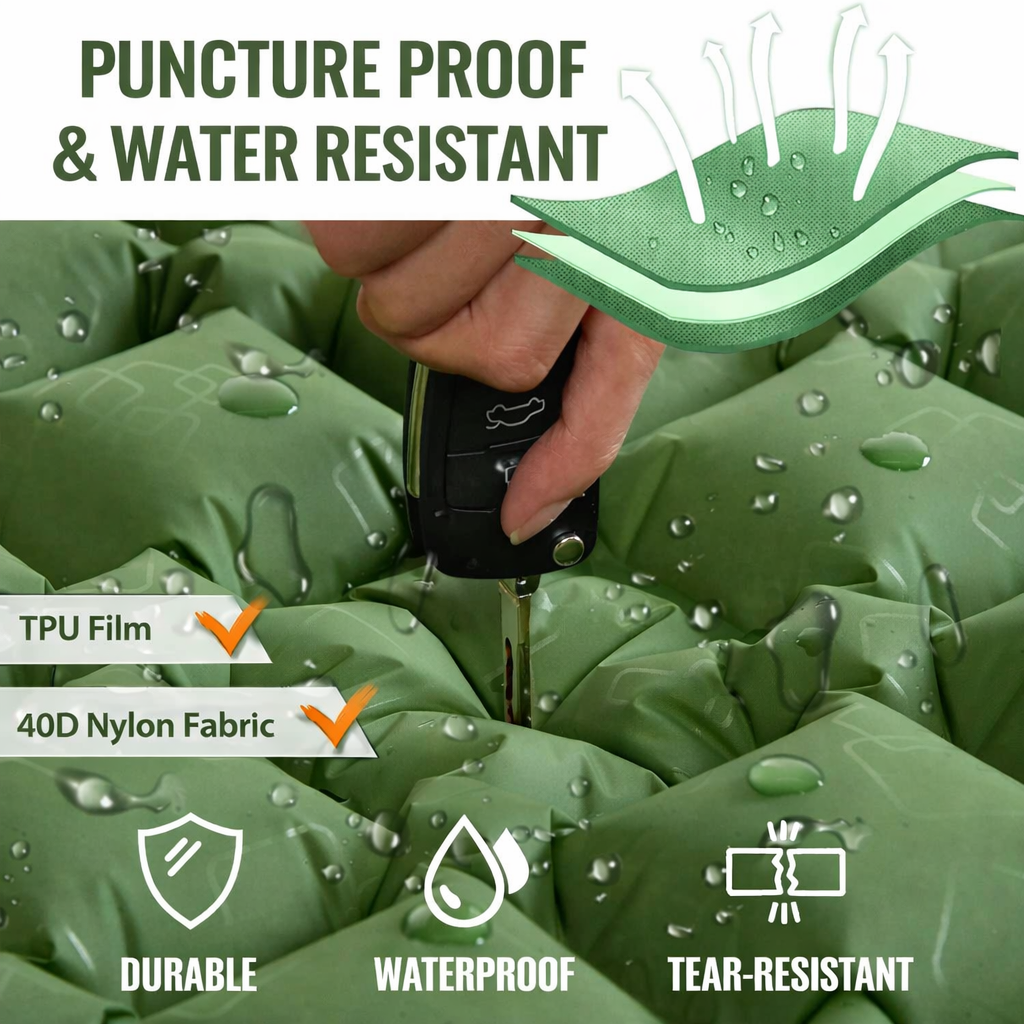 Extra-Wide Inflatable Camping Mattress | 8 Colors | Built-In Pump, TPU Nylon, Water-Resistant Outdoor Comfort