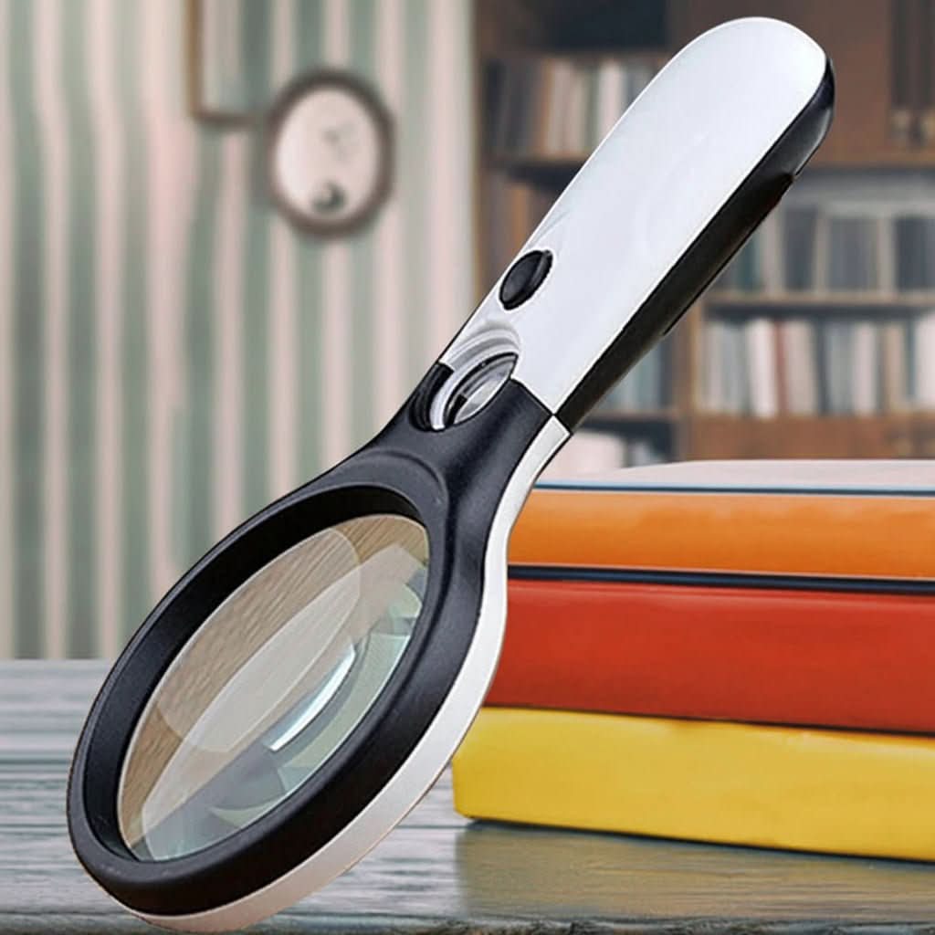 45x Handheld Magnifying Glass | Dual Lens with 3 LED Lights | Precision Inspection for Reading, Crafts and Jewelry