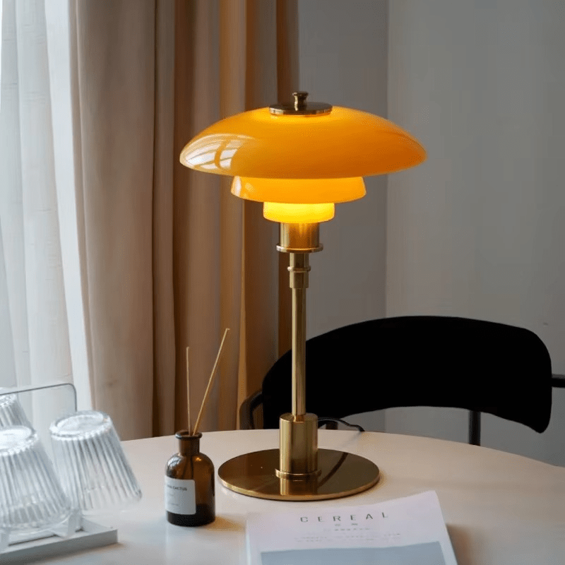 NORDILUX - Minimalist Dimmable Table Lamp with Warm LED Light - Amber gold