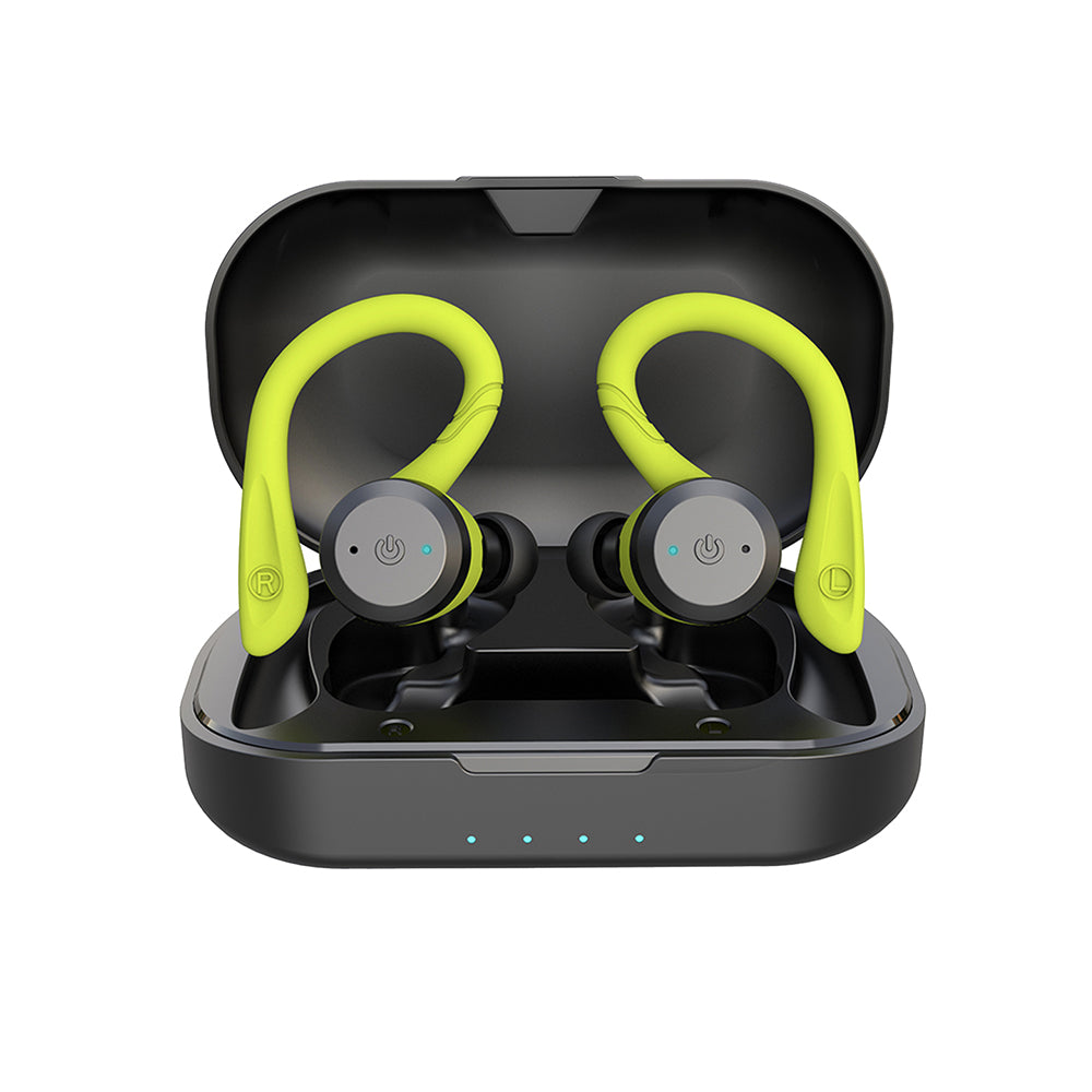 Wireless Earbuds with Ear Hooks and 20 Hours of Playtime | IPX7 Waterproof for Swimming, Running or Rain | Three Colors