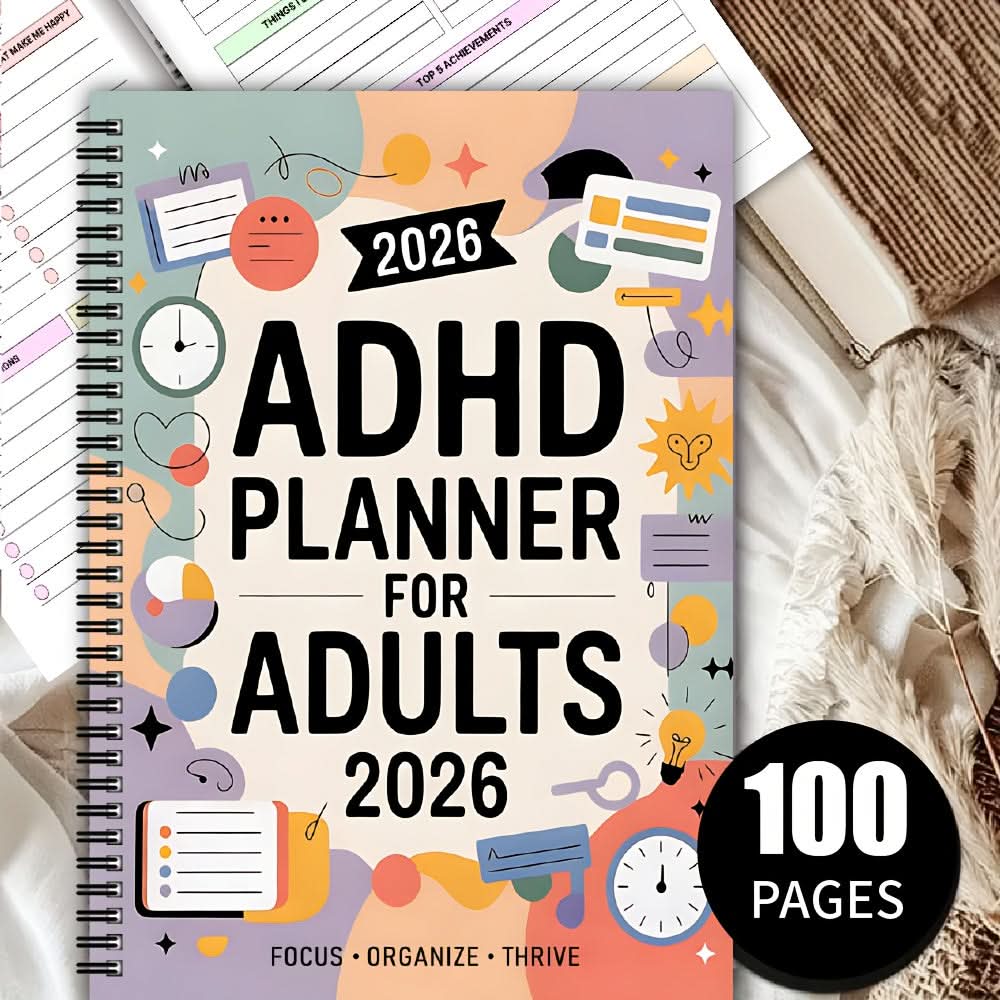 2026 ADHD Adult Daily & Weekly Planner | Structured Layout, Bound Format | Goal Tracking & Reflection Prompts for Focus