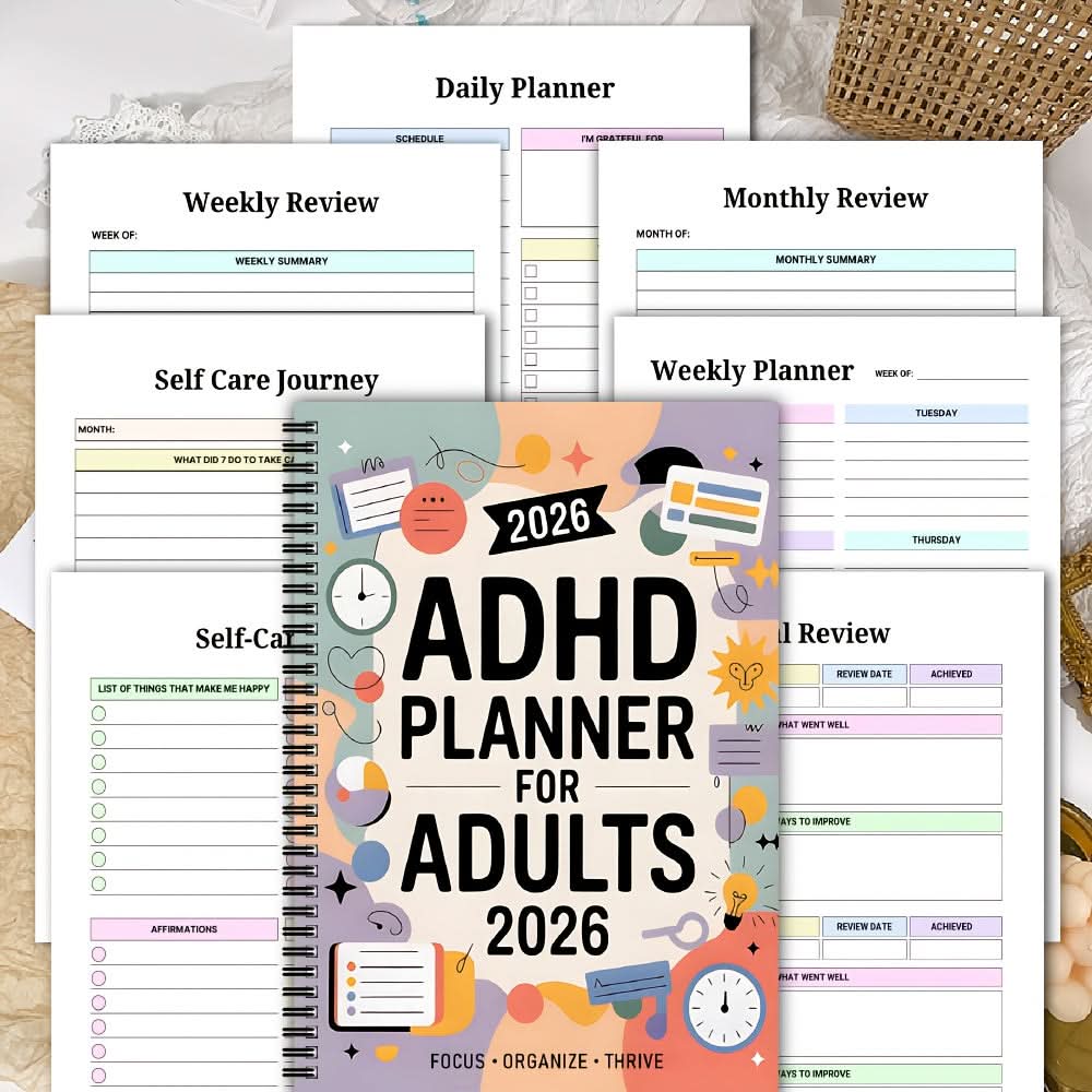 2026 ADHD Adult Daily & Weekly Planner | Structured Layout, Bound Format | Goal Tracking & Reflection Prompts for Focus