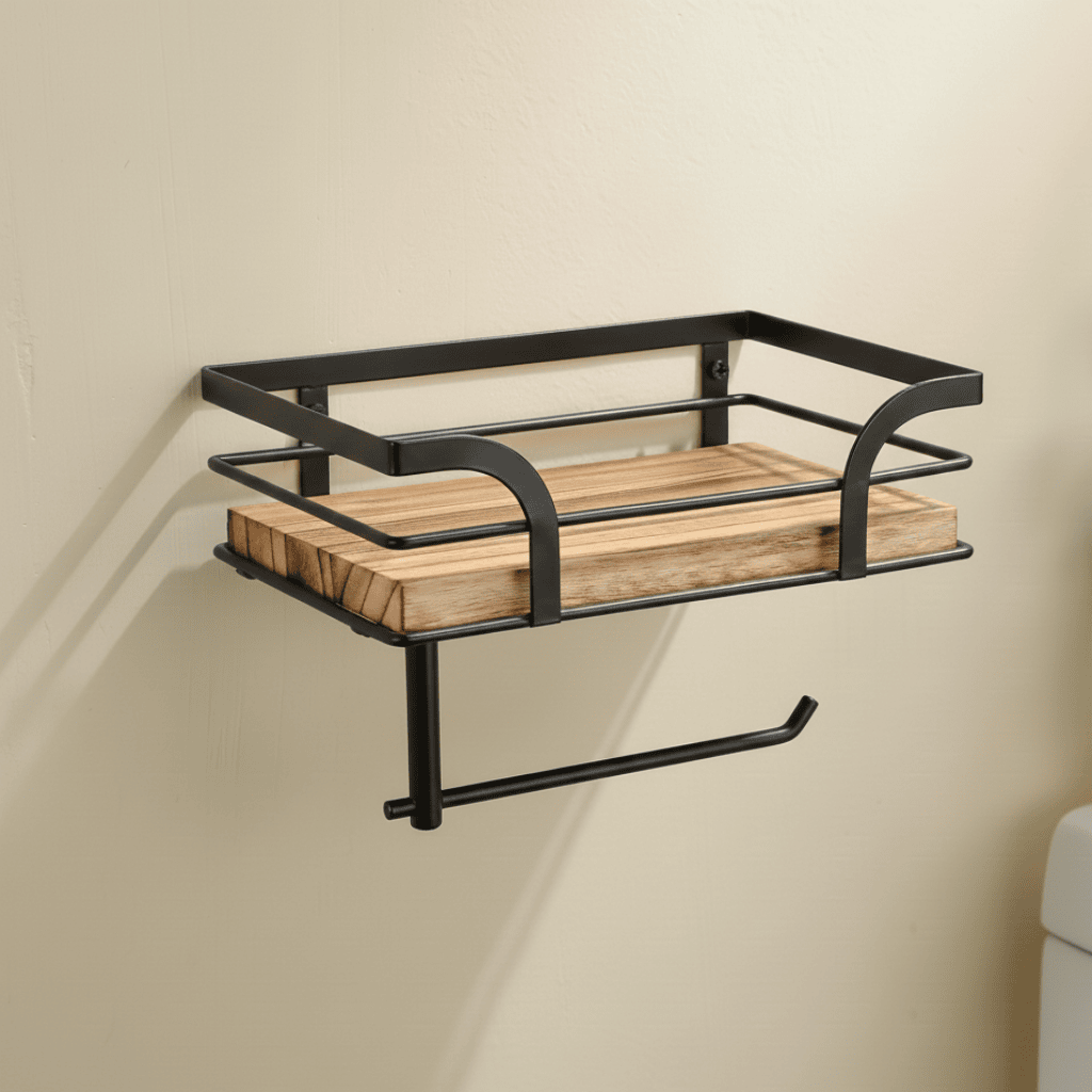 BATHNEST – Decorative Iron Wall Mount for Towels and Bath Storage