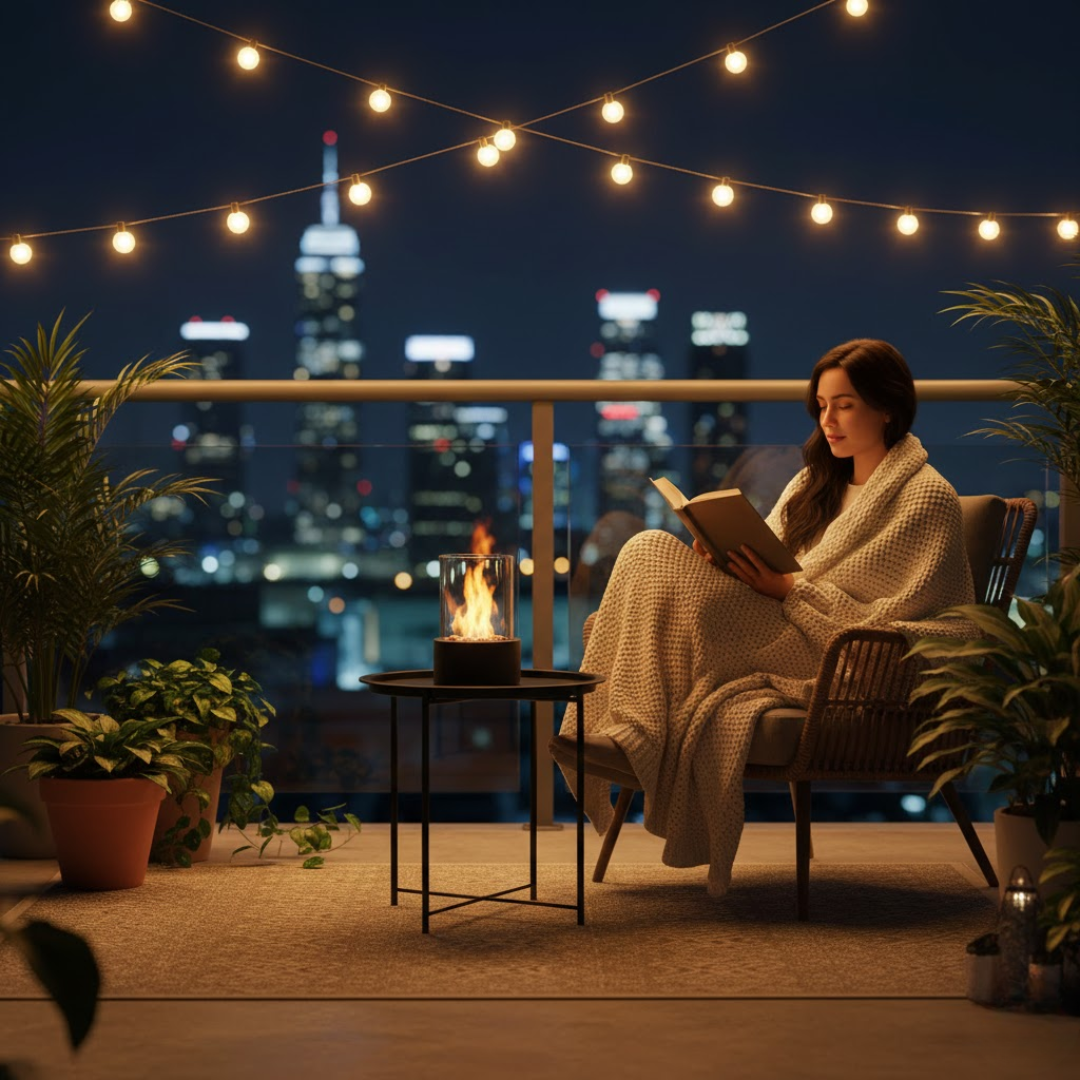 Bioethanol Table Fireplace | Smoke-Free Real Flame, Black or White | Modern Ambient Decor for Indoor or Outdoor
