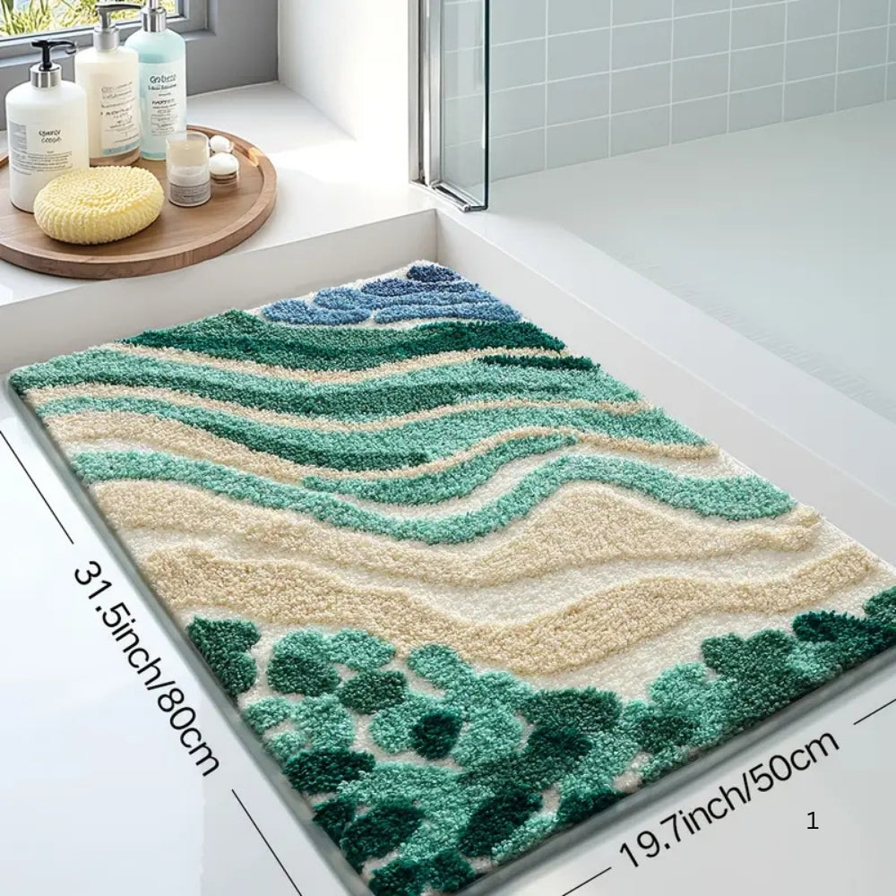 Fluffy Wavy Pattern Bath Mat