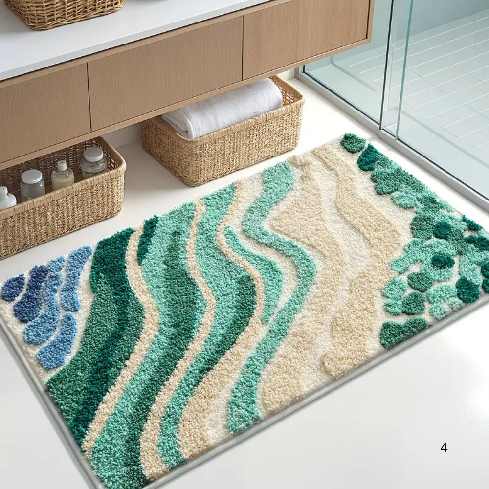 Fluffy Wavy Pattern Bath Mat