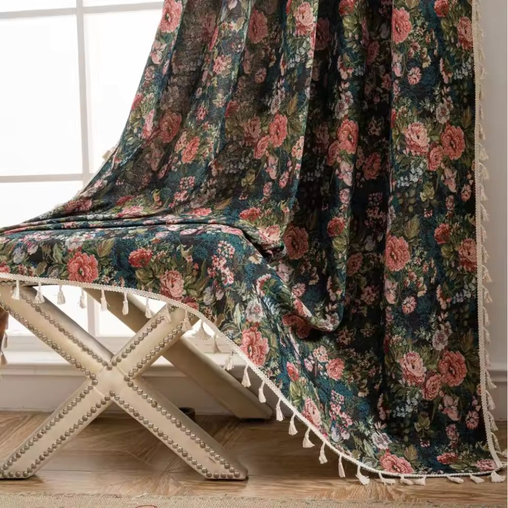 Floral Tapestry Curtain Vintage Style