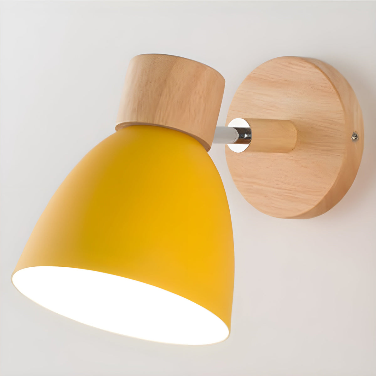 Nordic Wood Wall Sconce with an Adjustable Head for the Bedroom | Built In Switch and E27 Fitting | Five Colors