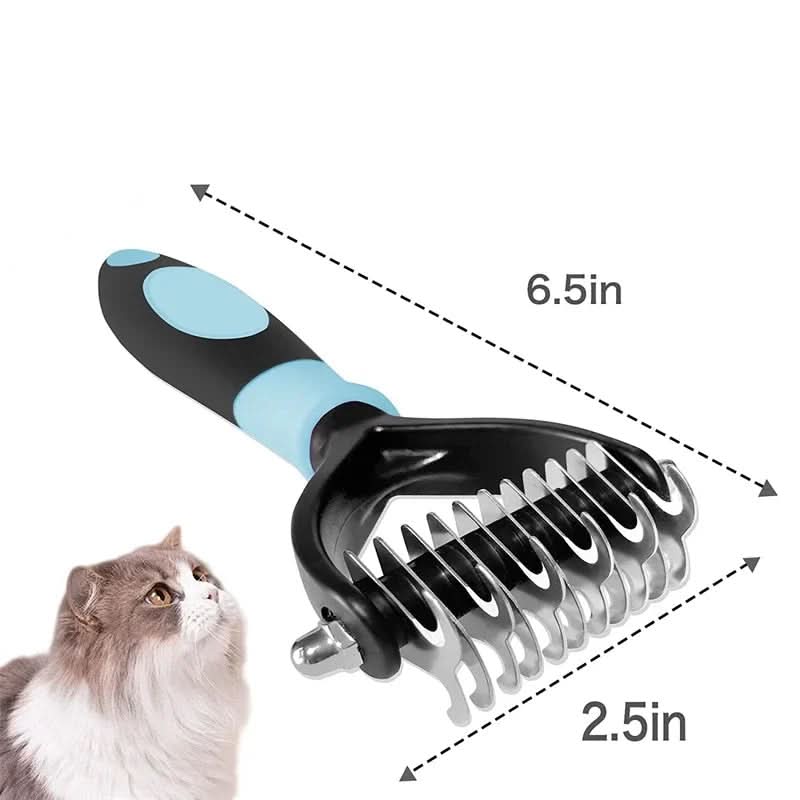 Dual-Sided Deshedding Brush Stainless Steel Teeth | Pink & Blue, M/L | Ergonomic Grooming Tool for Dogs & Cats