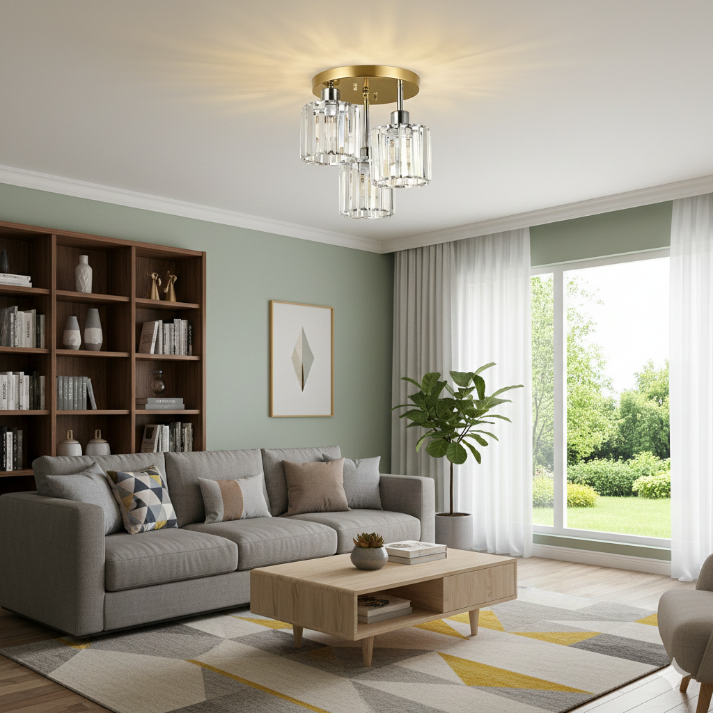 Crystal Ceiling Light Semi Flush Mount