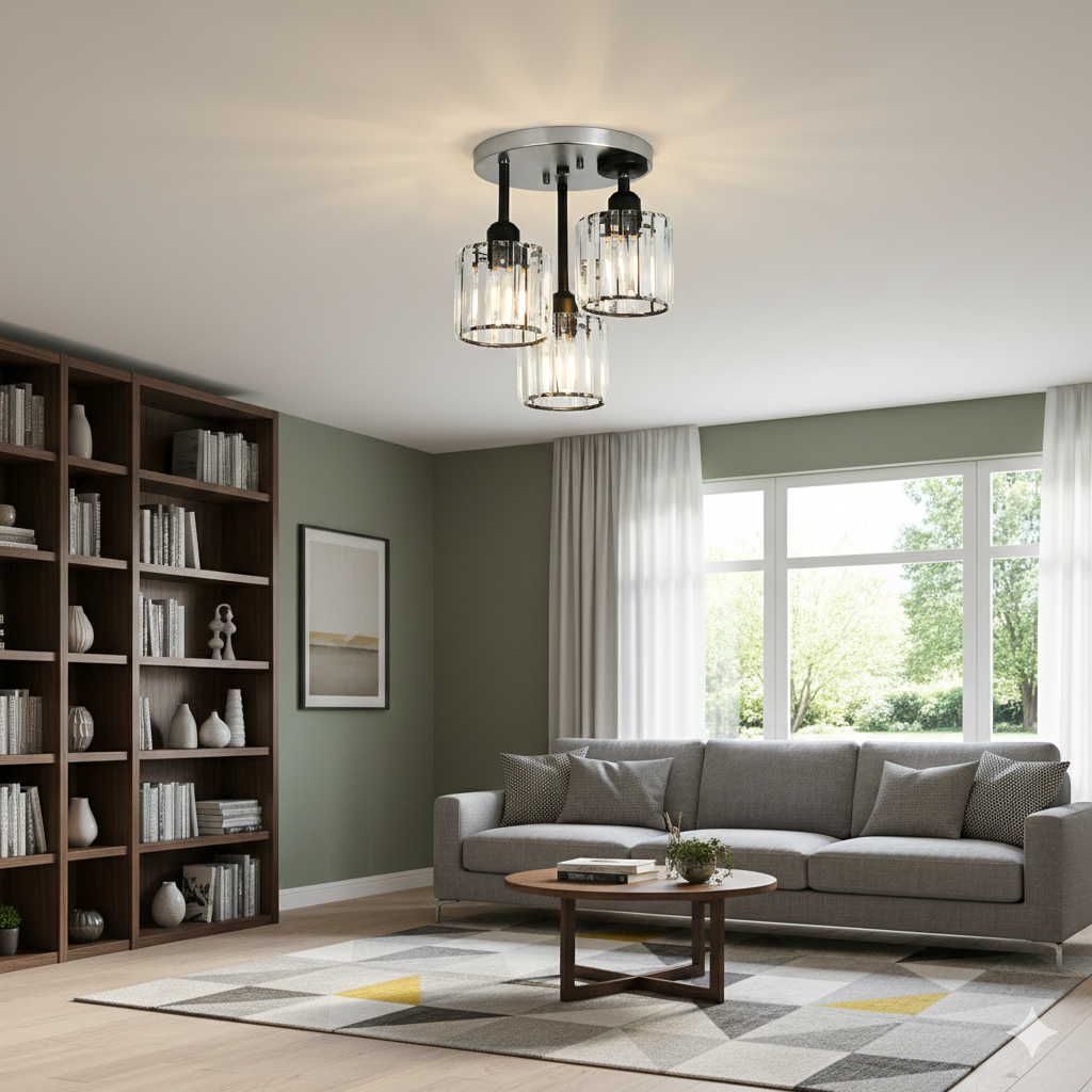 Crystal Ceiling Light Semi Flush Mount