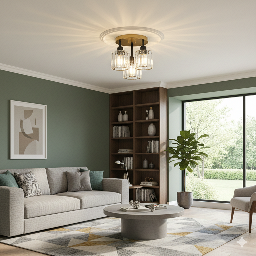 Crystal Ceiling Light Semi Flush Mount