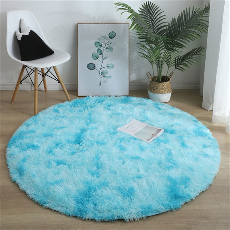 Round Shaggy Area Rug in Soft Polyester | Dotted Non Slip Underside and an Overlocked Edge | Six Diameters, 14 Colors