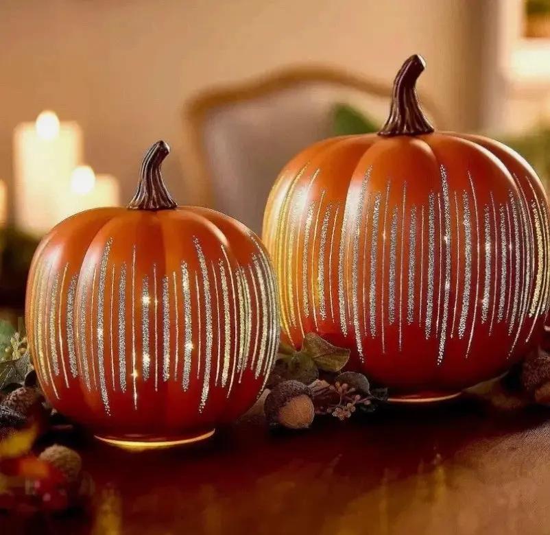 Orange LED pumpkin lantern with sparkling light