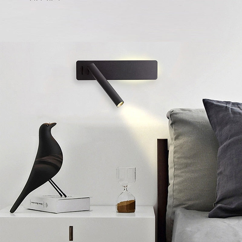 LED Wall Sconce for Reading in Bed | Swivel Arm Spot and a Separate Backlight, Each on Its Own Switch | Warm, Glare Free Light