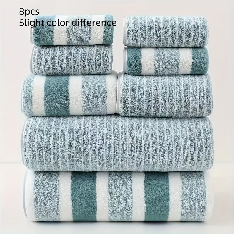 VeluSoft 8-Piece Coral Fleece Bath Towel Set