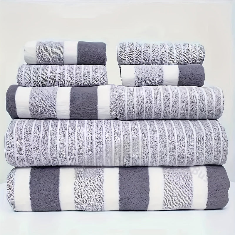 VeluSoft 8-Piece Coral Fleece Bath Towel Set