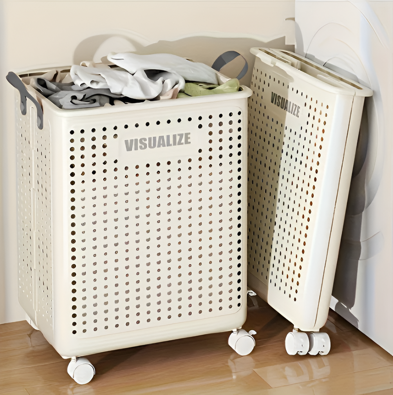 Collapsible Laundry Basket Rolling Hamper