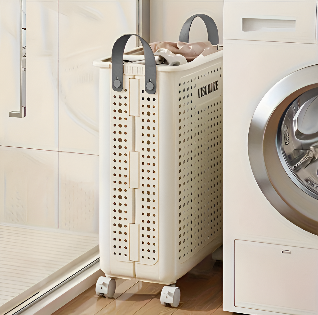Collapsible Laundry Basket Rolling Hamper
