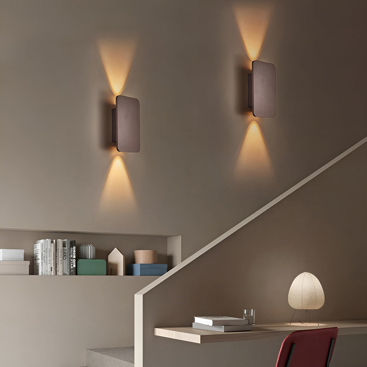 Rectangular LED Wall Sconce for Hallway and Staircase | Up and Down Beam in Warm, Neutral or Cool White | Surface Mount