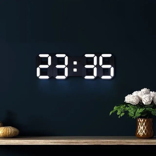 3D LED Digital Clock for the Wall | Dimmable Display Readable from Across the Room | Seven Color Choices