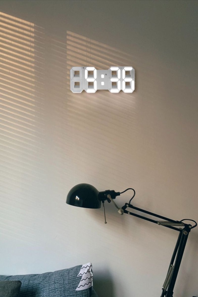 3D LED Digital Clock for the Wall | Dimmable Display Readable from Across the Room | Seven Color Choices