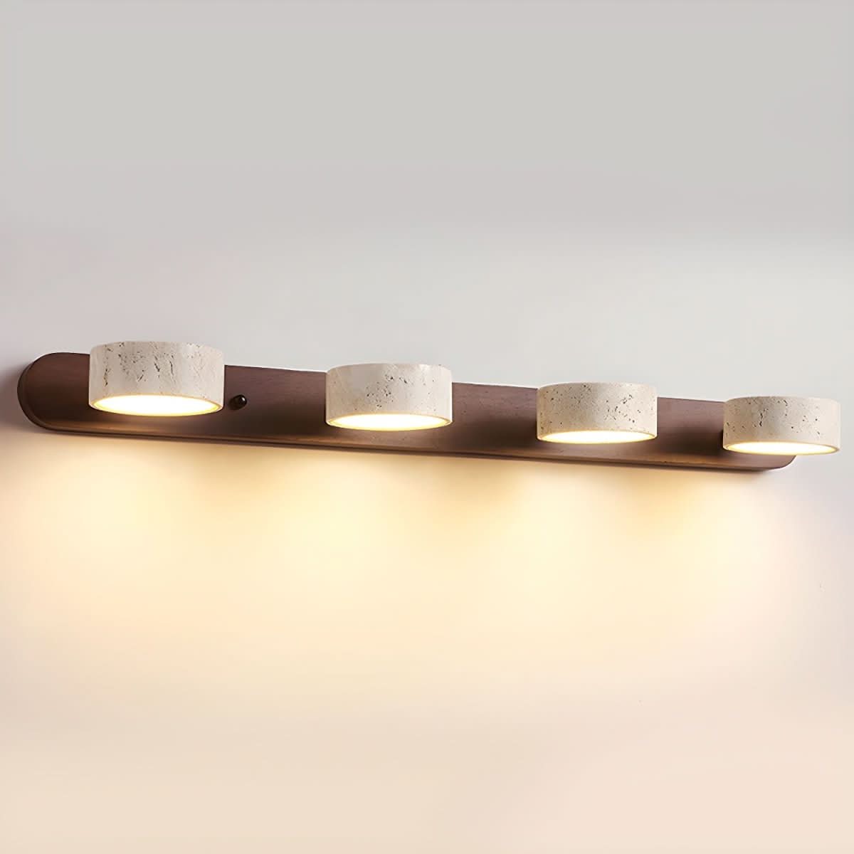 Travertine & Wood LED Wall Light | Walnut or Wood Finish, 3 Sizes | Modern Ambient Sconce for Bedrooms & Hallways