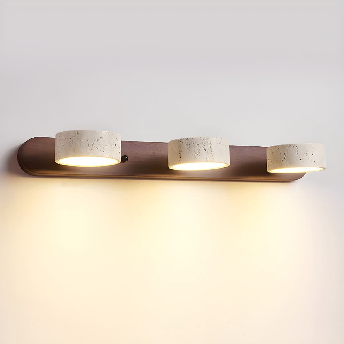Travertine & Wood LED Wall Light | Walnut or Wood Finish, 3 Sizes | Modern Ambient Sconce for Bedrooms & Hallways