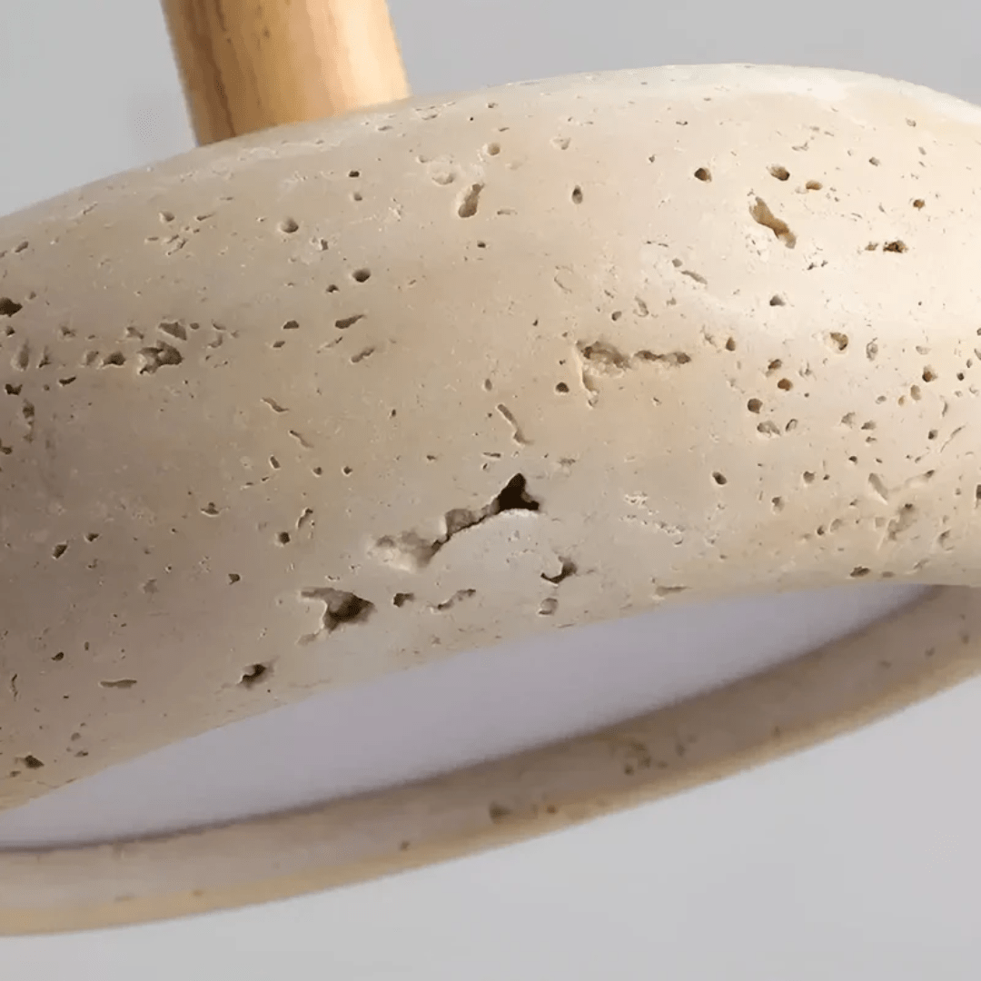 TRANQUILHALO - Retro LED ceiling light made of wood and stone for a calm atmosphere product image