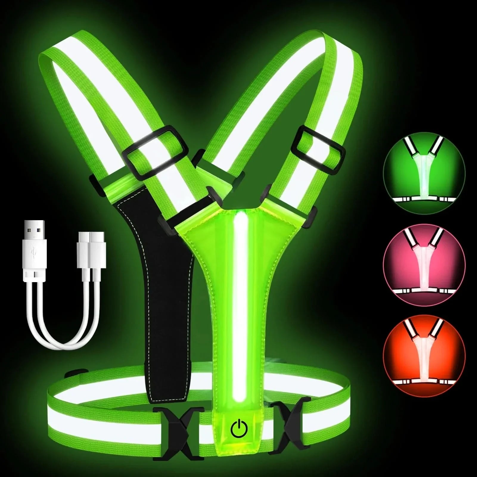 Rechargeable LED Running Vest Reflective Visibility