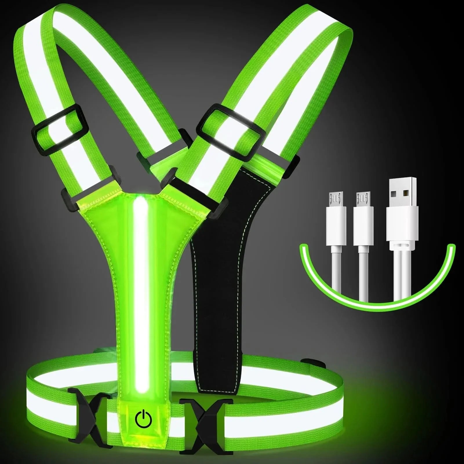 Rechargeable LED Running Vest Reflective Visibility