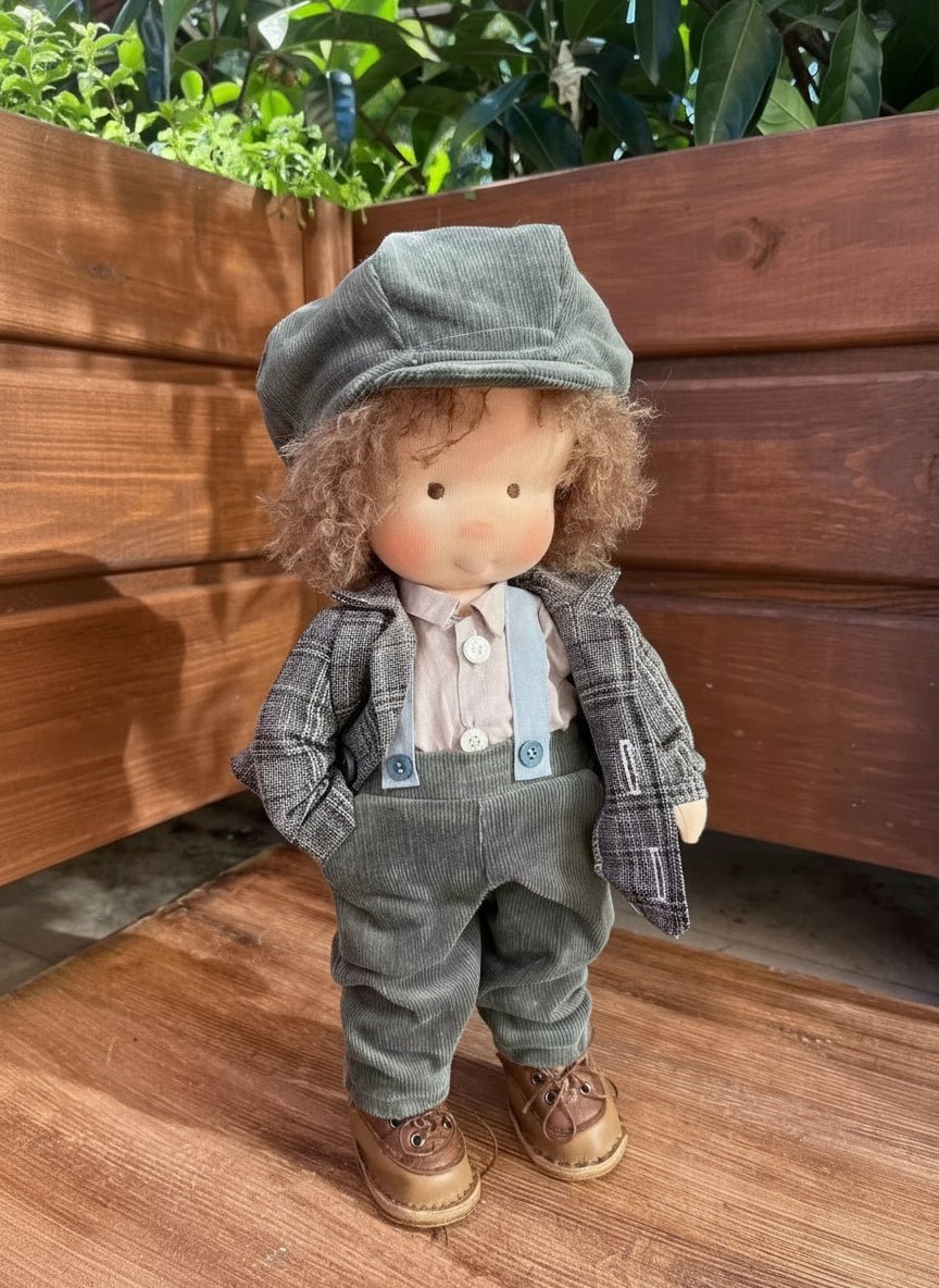 MELLOMINA – Handmade Waldorf doll made of pure cotton with 11.8 in tall, soft body for children