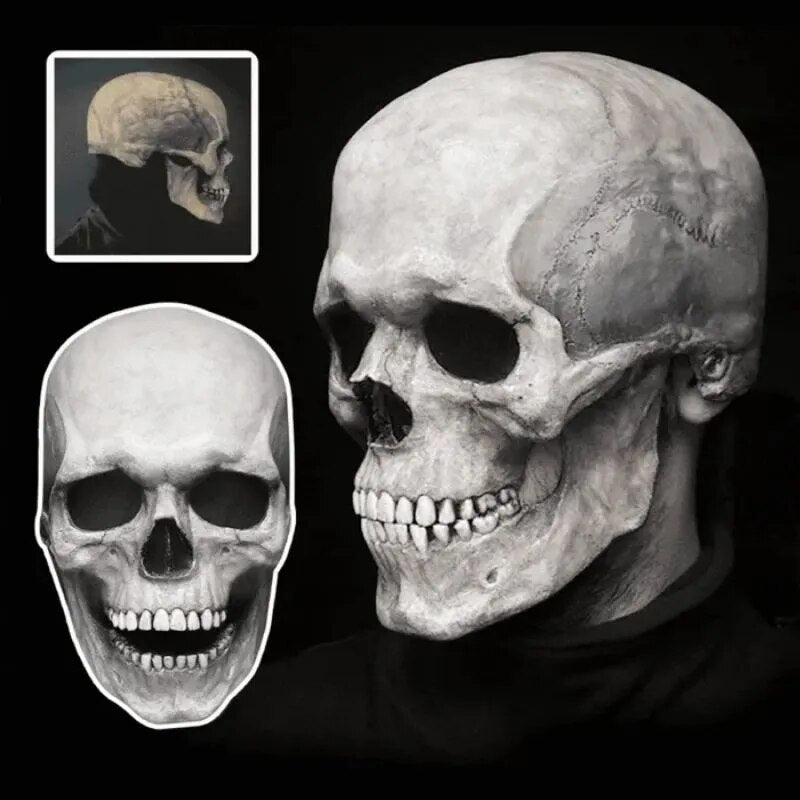 Skull face mask worn at a Halloween cosplay event