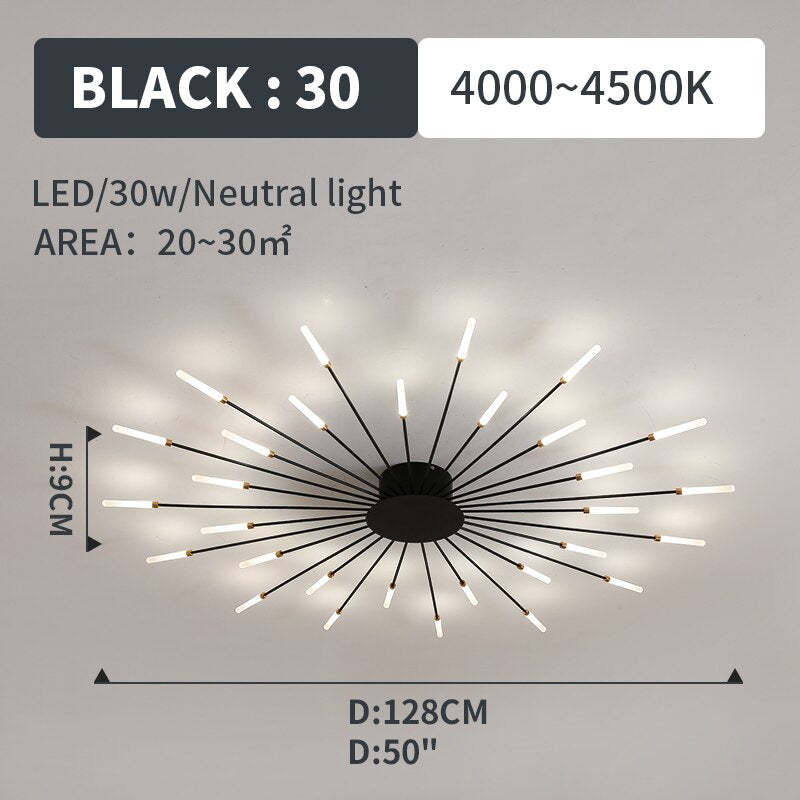 Fireworks Ceiling Light LED Black Gold