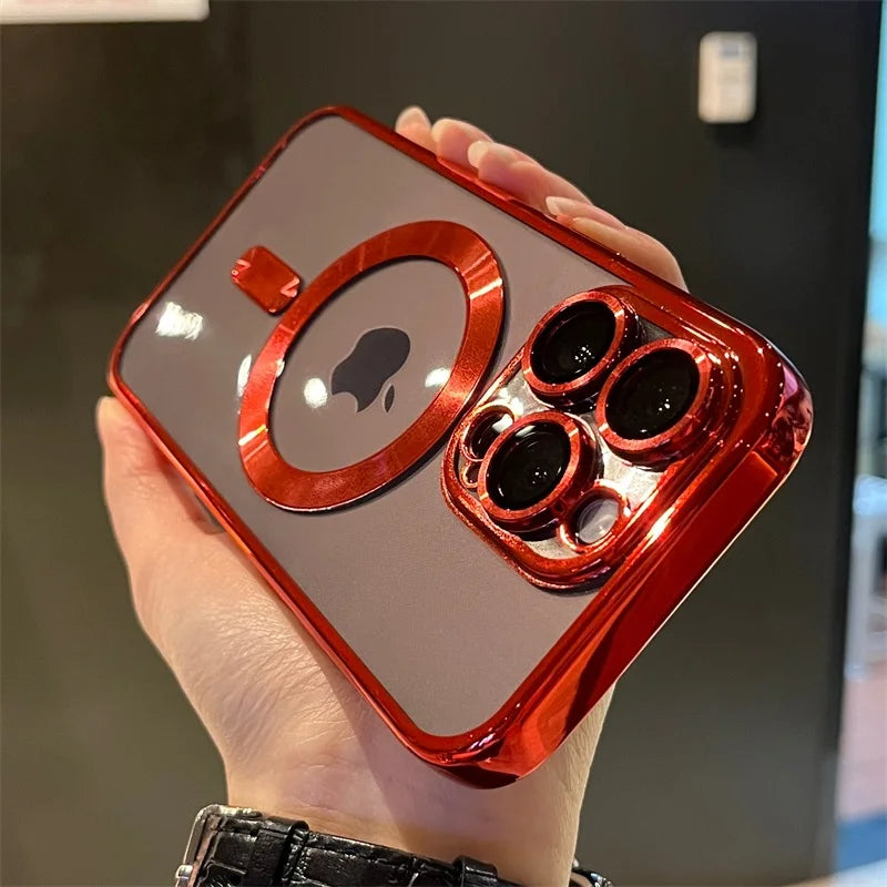 Clear Magnetic Phone Case for iPhone 12 to 16 | Fits Plus, Pro and Max Models | Electroplated Frame, Wireless Charging