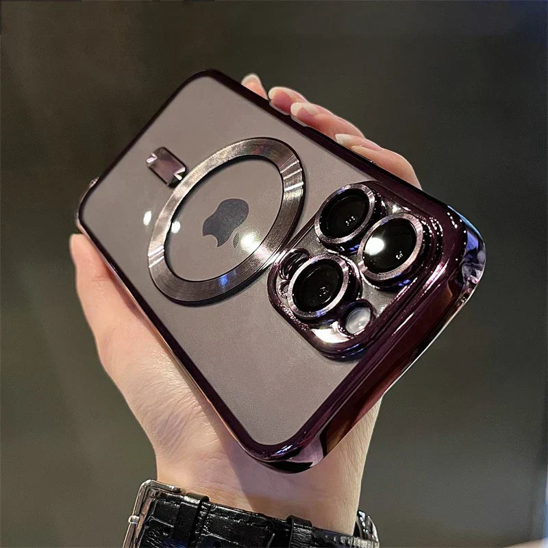 Clear Magnetic Phone Case for iPhone 12 to 16 | Fits Plus, Pro and Max Models | Electroplated Frame, Wireless Charging