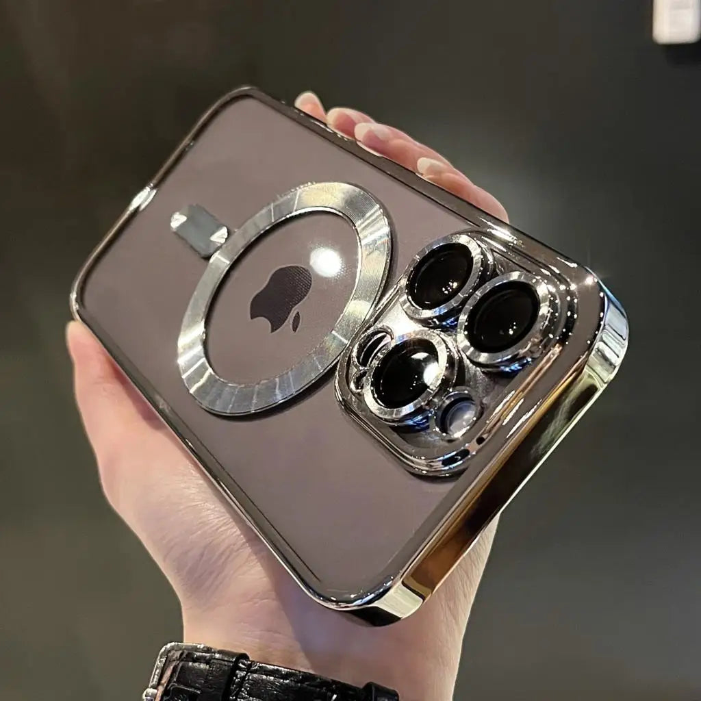 Clear Magnetic Phone Case for iPhone 12 to 16 | Fits Plus, Pro and Max Models | Electroplated Frame, Wireless Charging