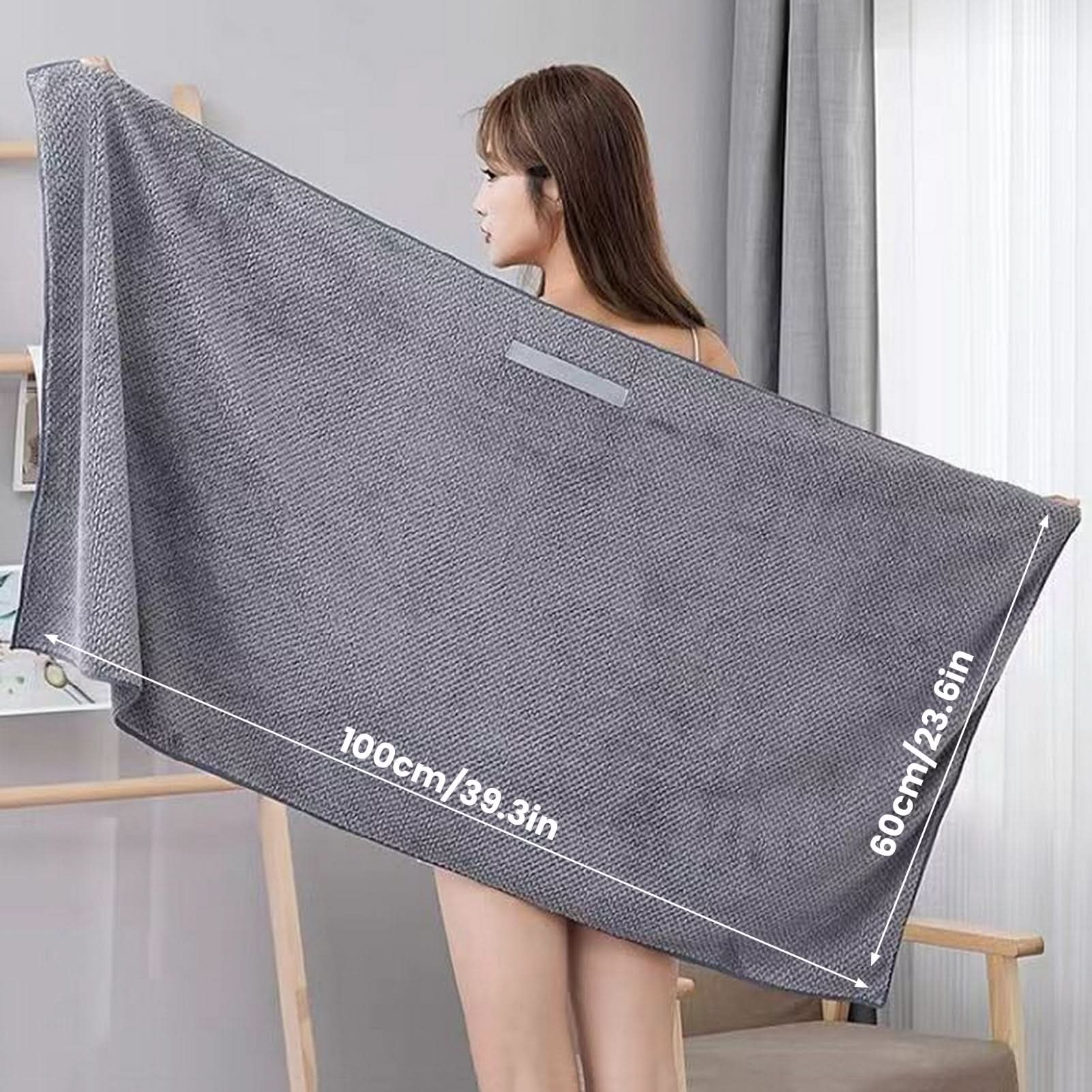Coral Velvet Hair Towel Wrap 23.6 x 39.4 In | Quick-Dry Microfiber | Khaki, Blue, Pink & Gray | Frizz-Reducing Button Closure