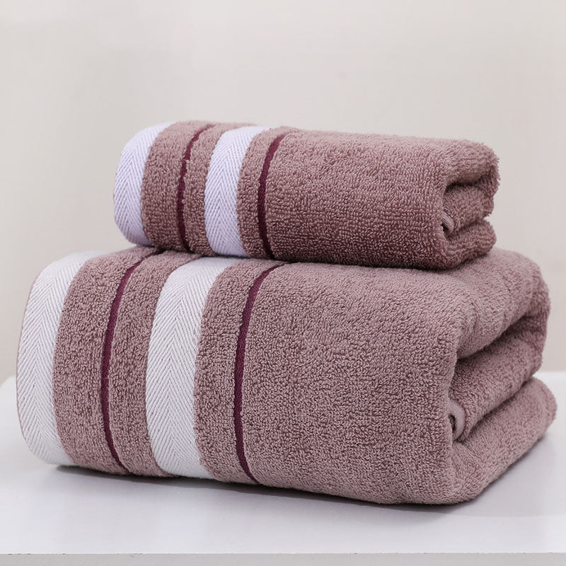 5-Piece Polyester Towel Set with Gold Stripe Accent | 4 Colors | Bath, Hand & Washcloth Bundle for Everyday Comfort