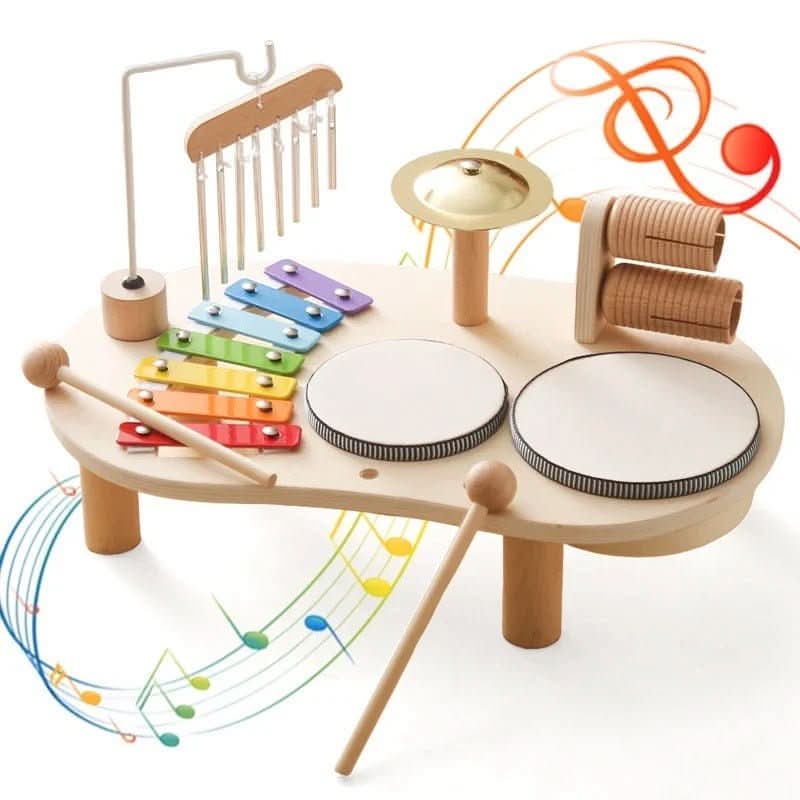 8-Piece Wooden Musical Toy Set | Xylophone, Drum, Cymbals & Rattle | Educational Instrument Play for Ages 12M+