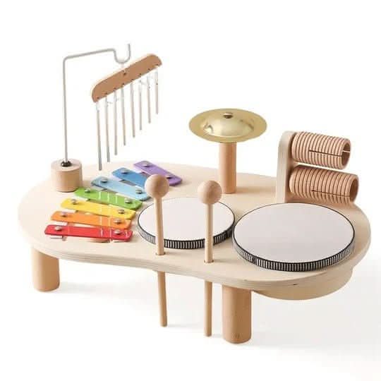 8-Piece Wooden Musical Toy Set | Xylophone, Drum, Cymbals & Rattle | Educational Instrument Play for Ages 12M+