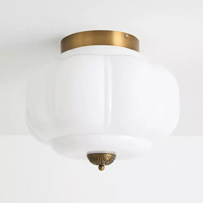 Milk Glass Ceiling Light Pumpkin Semi Flush