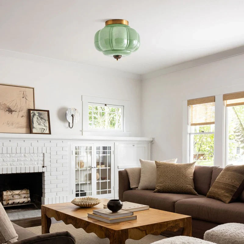 Milk Glass Ceiling Light Pumpkin Semi Flush