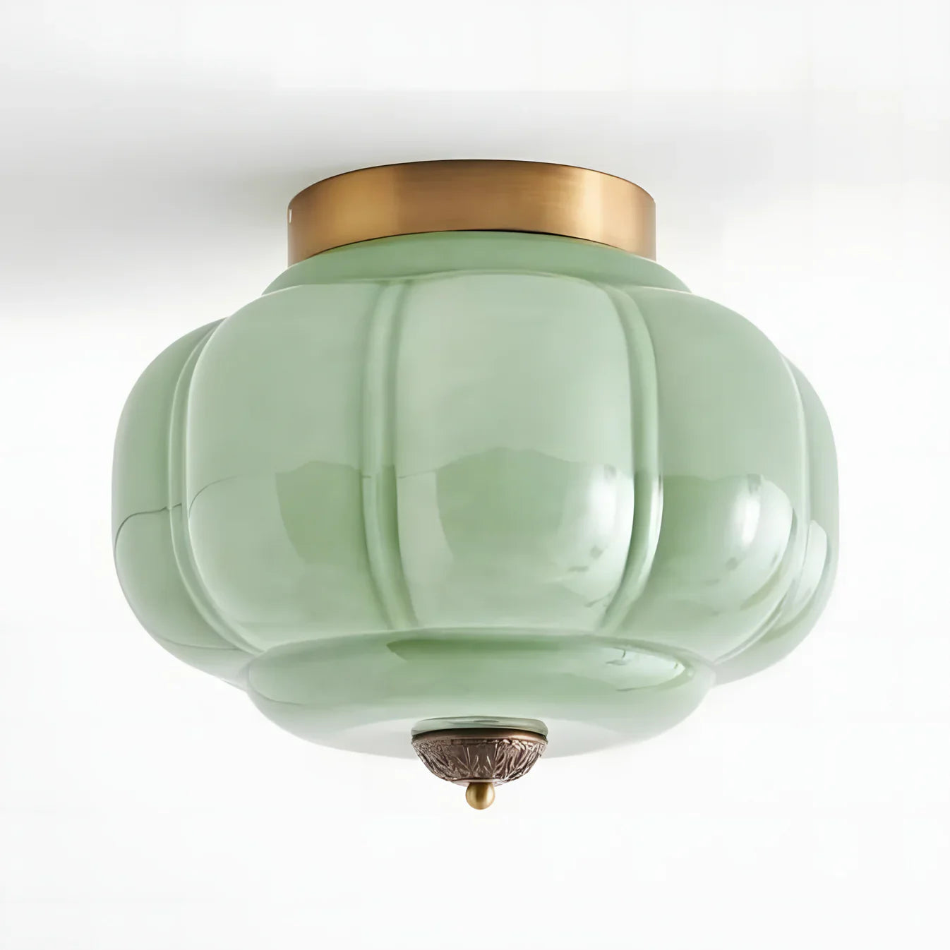 Milk Glass Ceiling Light Pumpkin Semi Flush