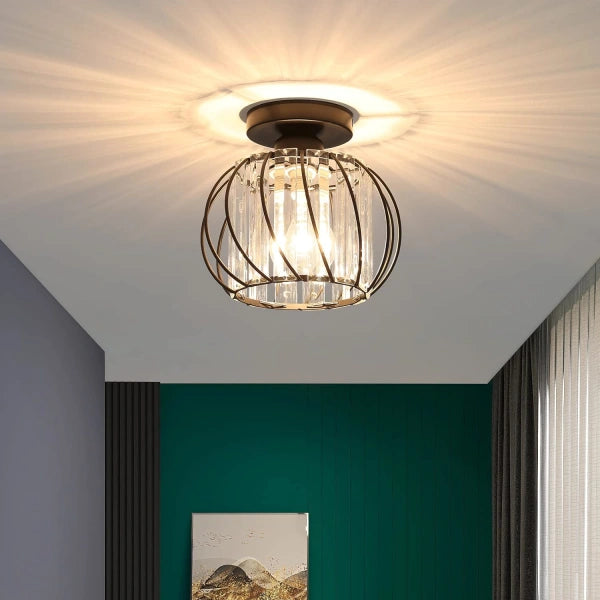 Nordic Glass Ceiling Light | Available in Black, Gold, or Silver | Minimal Design for Hallways and Living Spaces