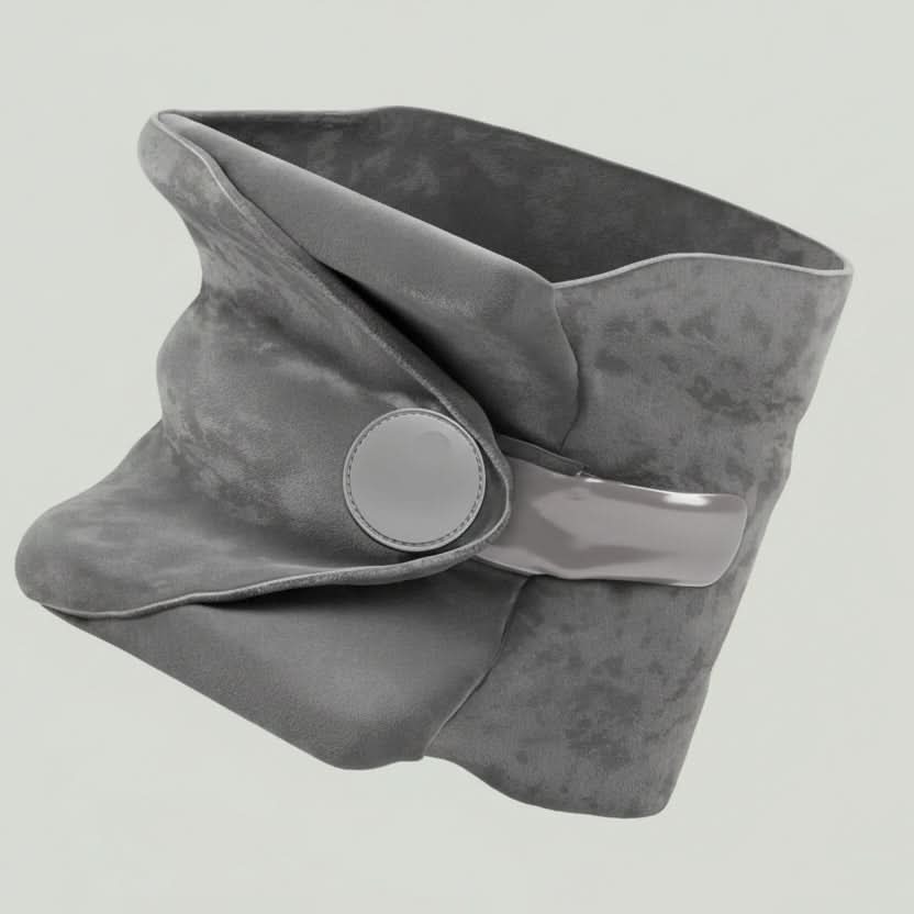 Memory Foam Travel Neck Pillow with Washable Cover | Gray, Black & Red | Ergonomic Support for Flights & Car Rides