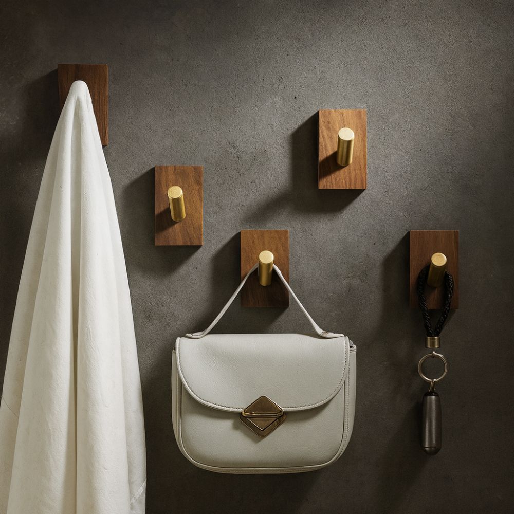 Natural Wood Wall Hook Organizer