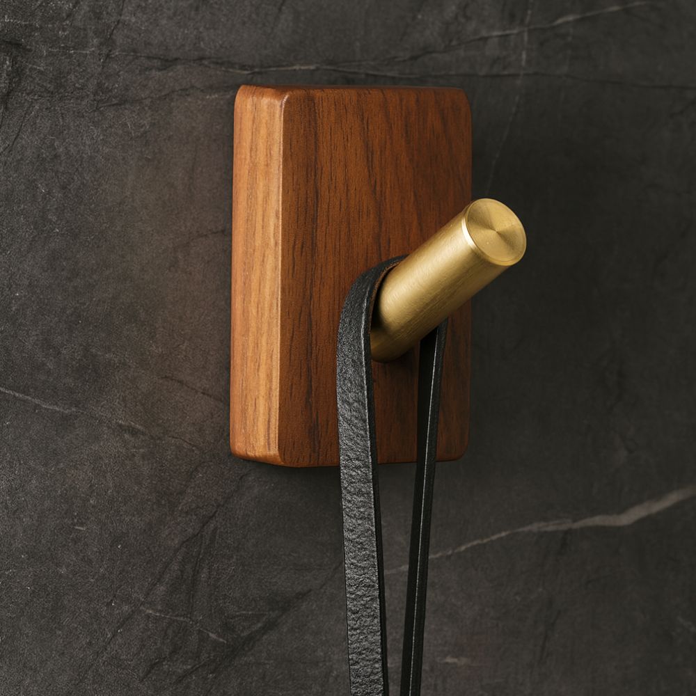 Natural Wood Wall Hook Organizer