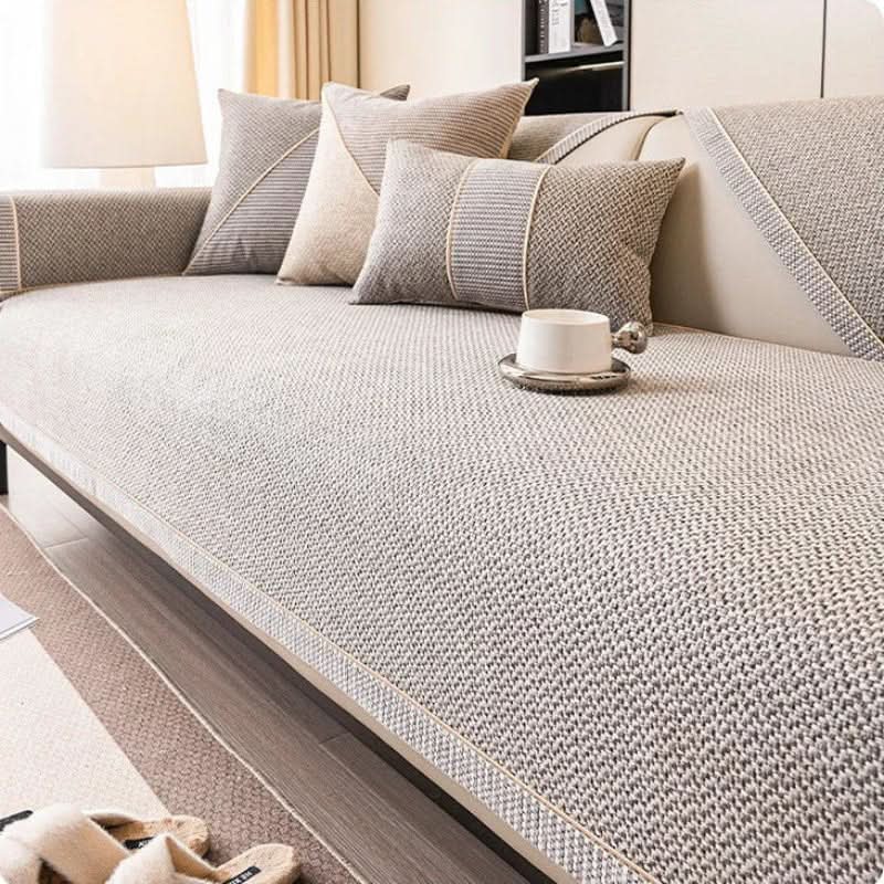 Non-Slip Cotton-Linen Sofa Cover | 7 Colors, 13 Sizes | Breathable All-Season Slipcover to Guard Against Stains & Wear