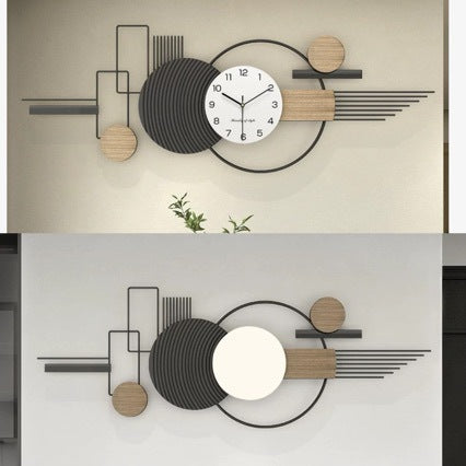 Modern Wall Clock with Geometric Circles and Line Accents | Large Numerals and Minute Marks | Silent Sweep Movement